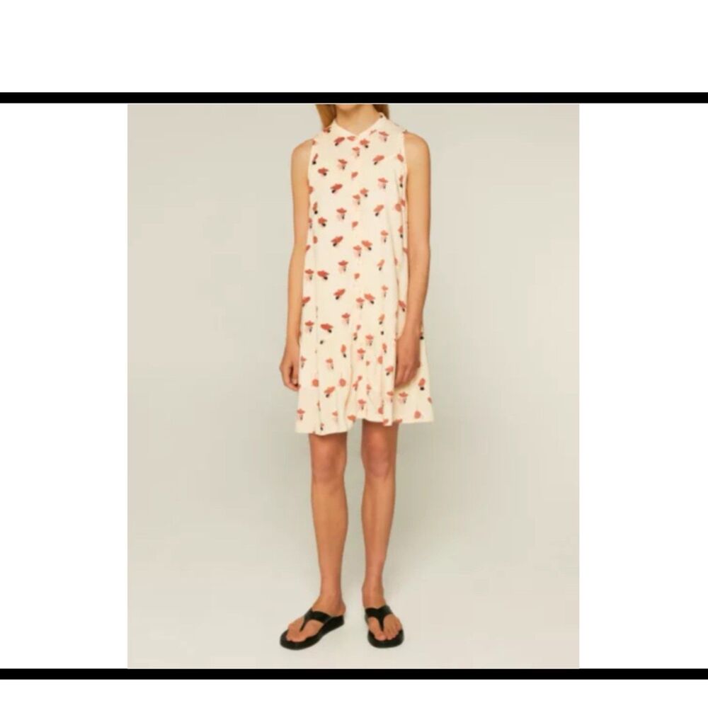 Compania Fantastica Sleeveless Dress Button Up Beach Print Sz Medium